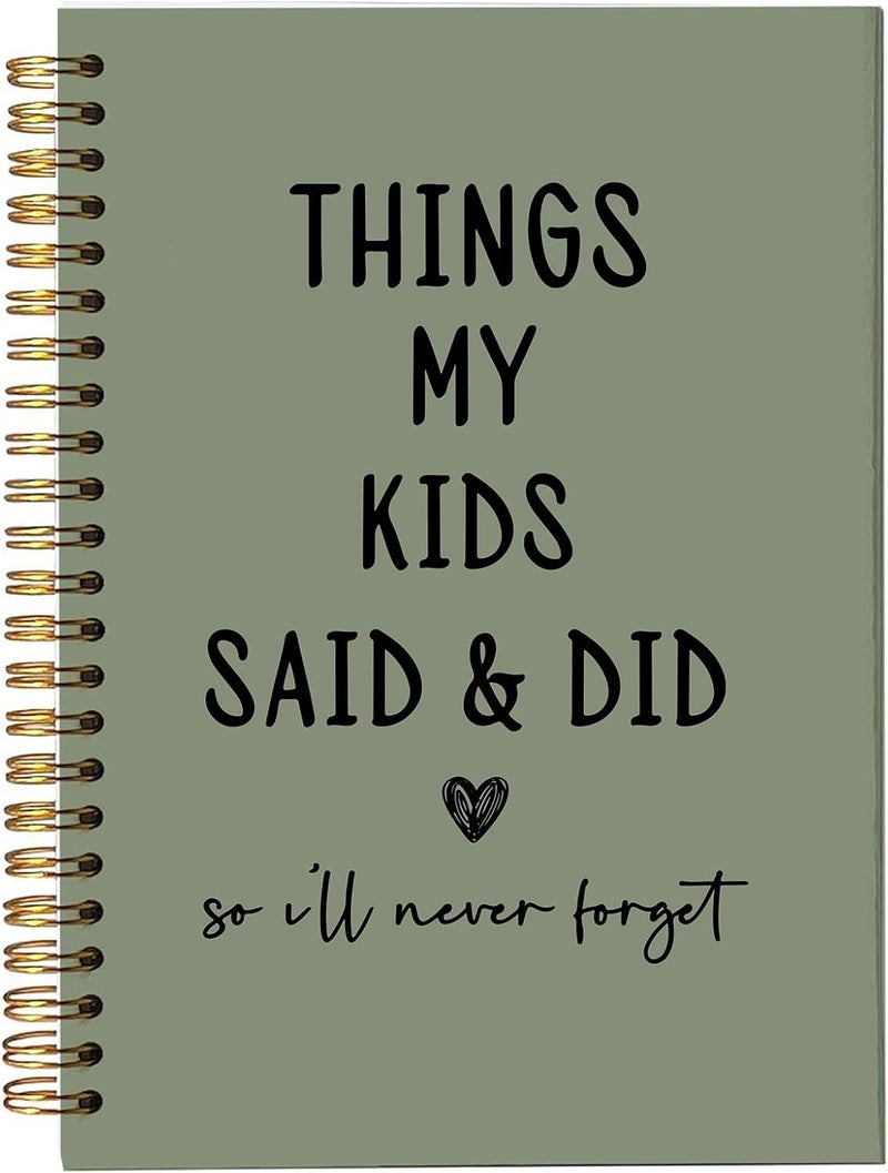 bitCNY Things My Kids Said & Did Notebook – Funny Quote Memory Journal for Parents – Sage Green and White Design, Keepsake for Moms and Dads - 5.5x8.3 Inch 315 - Image 1